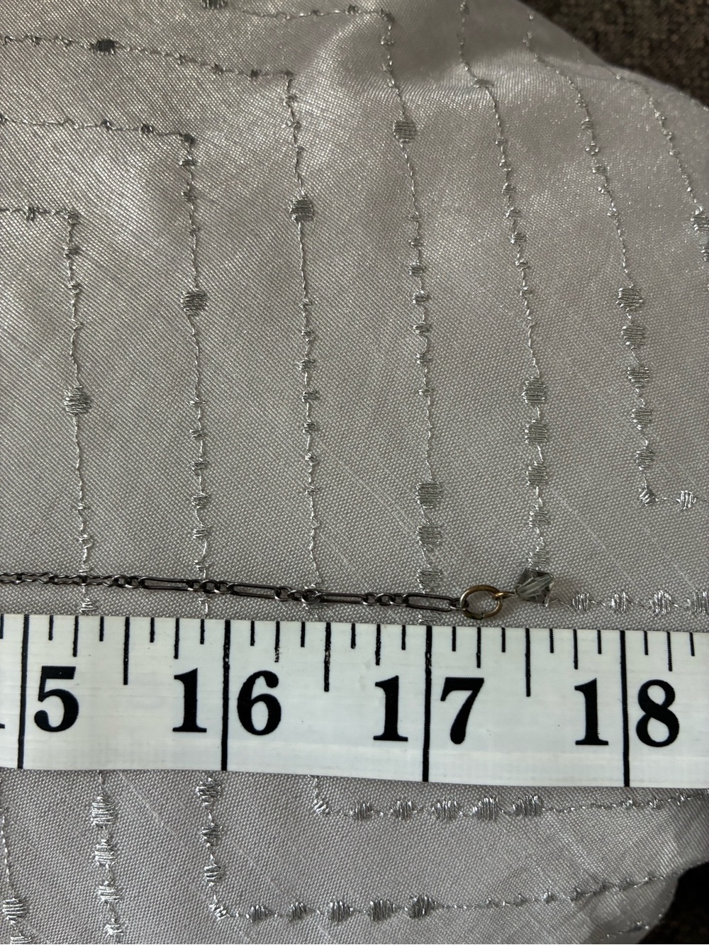 Vintage Silver Filigree Drop Necklace - Gray Crystal Accents - Picture 5 of 5